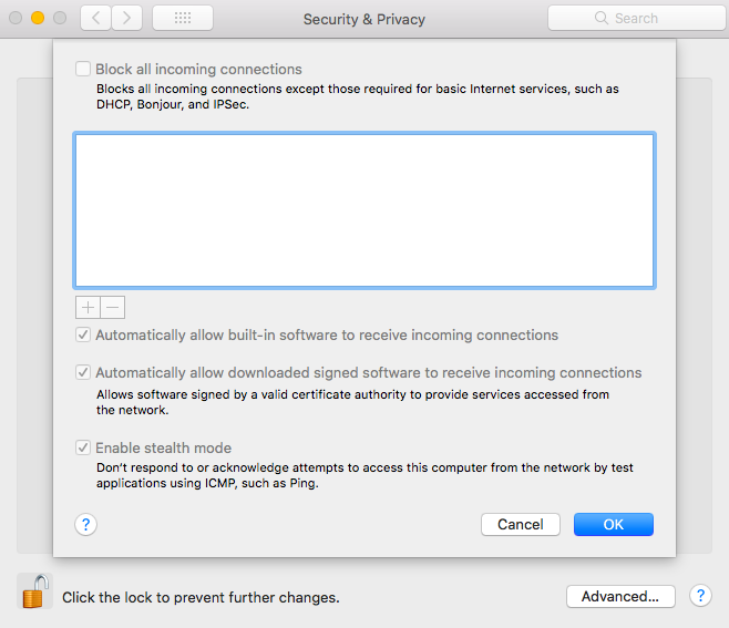Stealth mode enabled on system preferences stealth mode enabled on macOS system settings