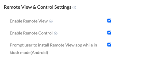 Remote View and Control settings in Hexnode MDM