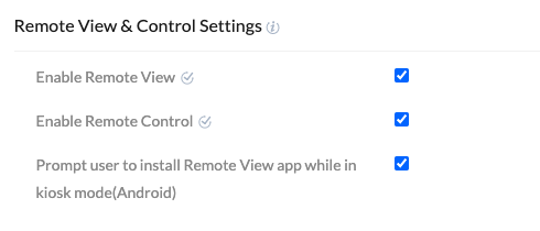 Remote View and Control settings Remote View and Control settings in Hexnode MDM
