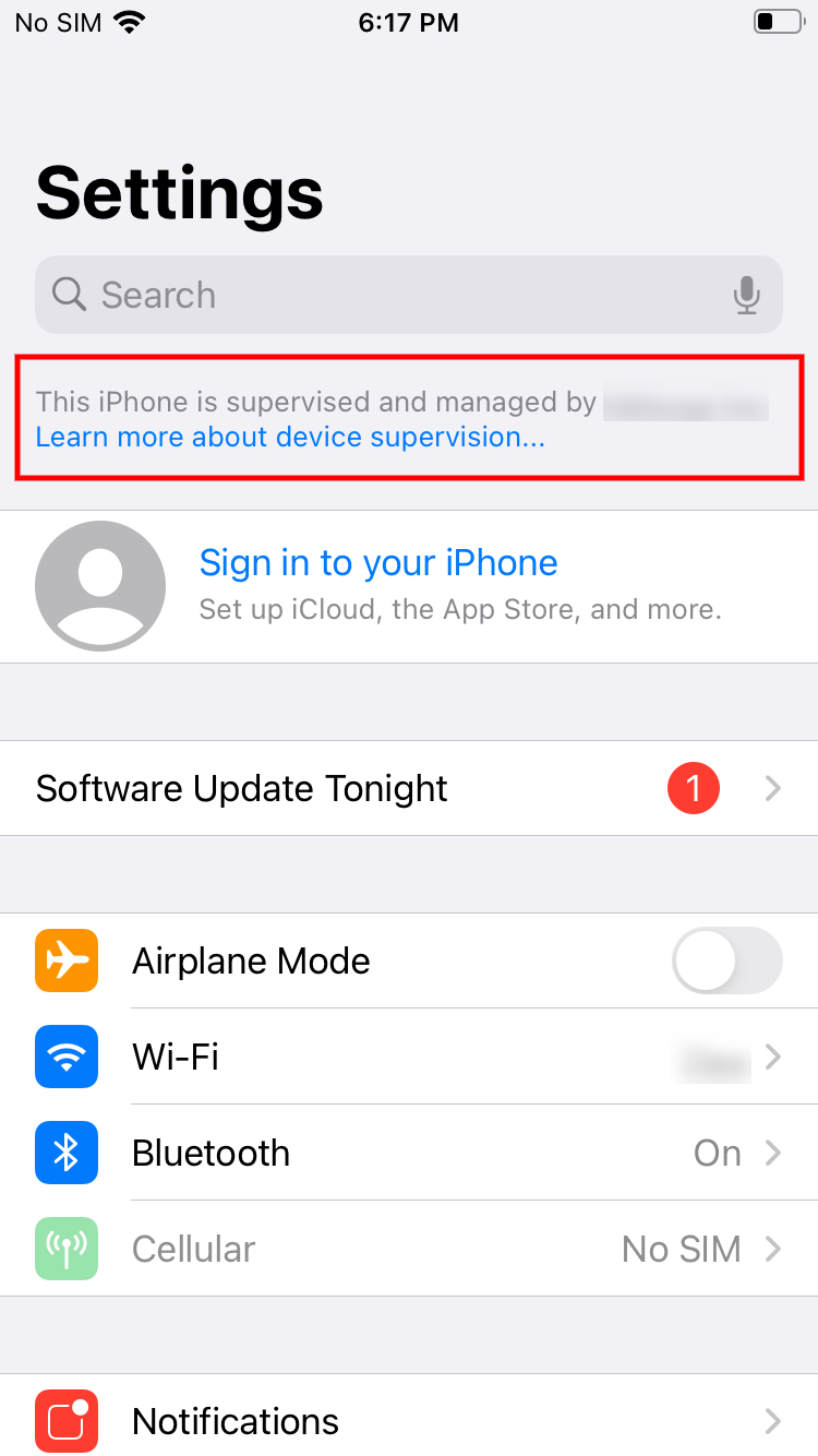 Check the device supervision from the iPhone