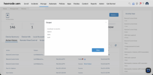 PowerShell script to list Windows local user accounts remotely executed successfully from Hexnode.