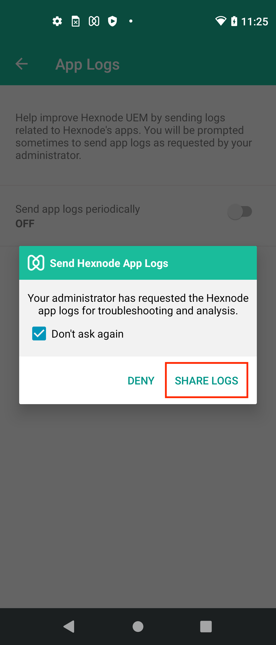 share logs from the devices