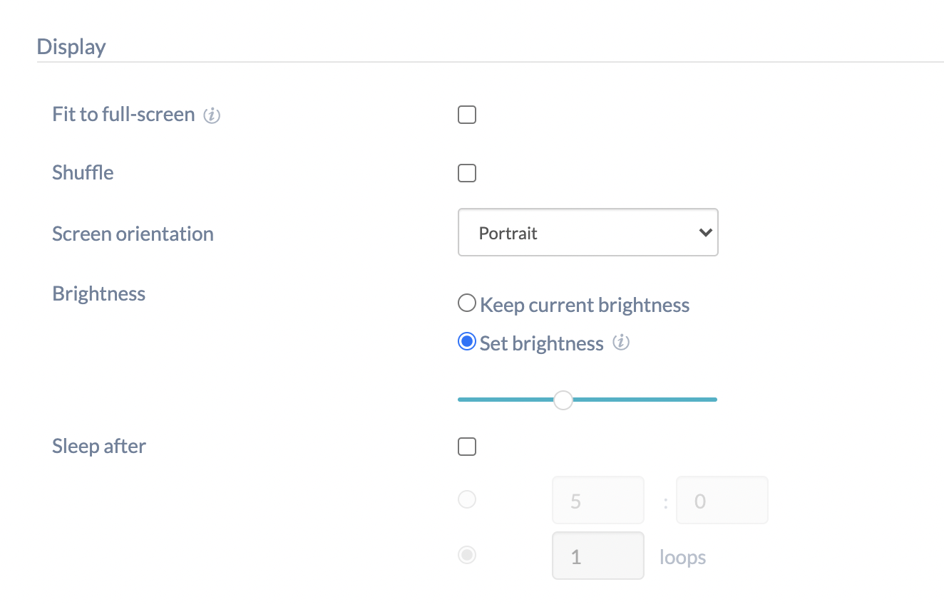 display settings for Android digital signage