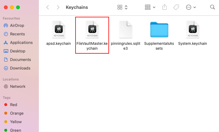 FileVault master keychain location on a Mac