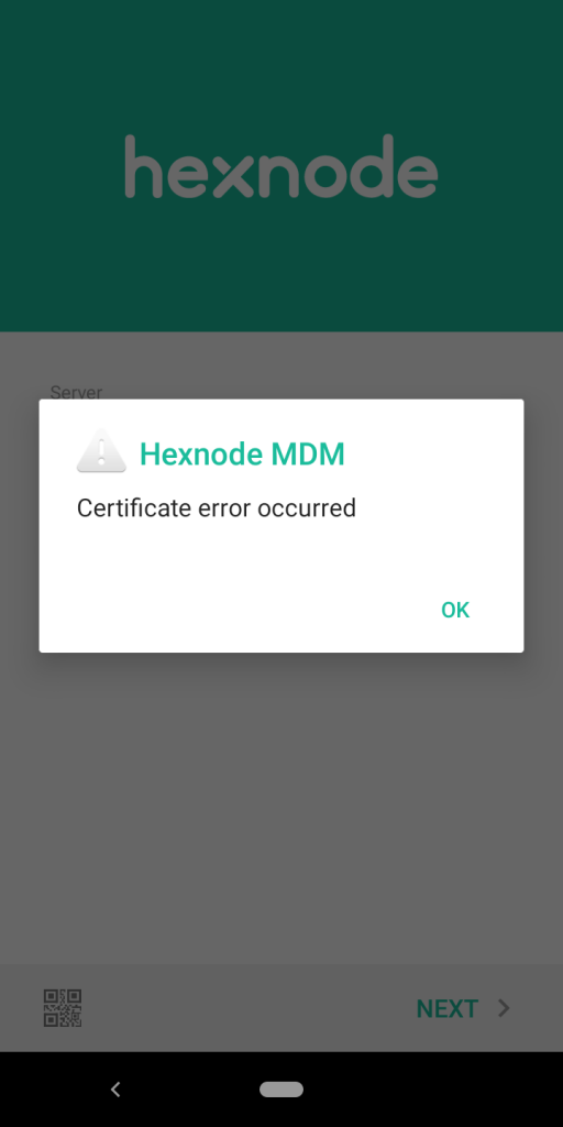 Error message says Certificate error occurred