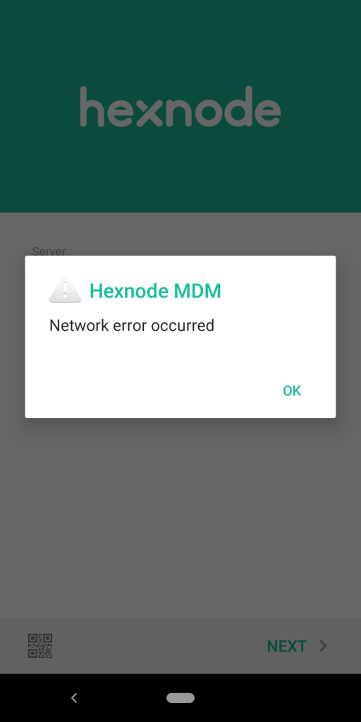 Error message says Network error occurred