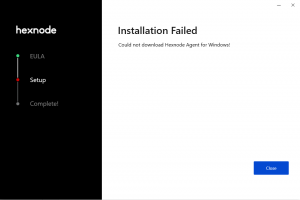 Failed to download Hexnode Agent for Windows.