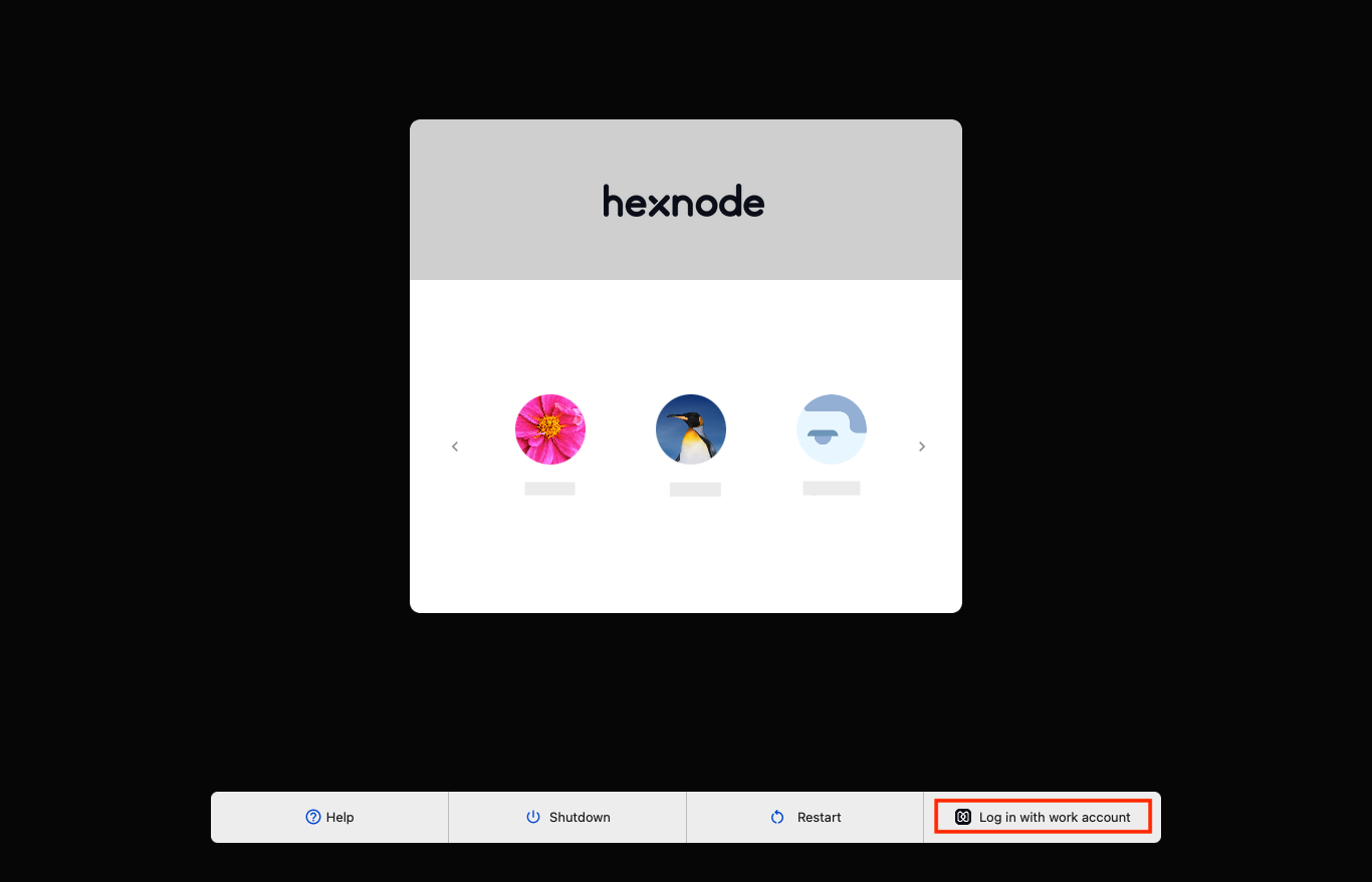 Login screen after associating Hexnode Secure Login policy
