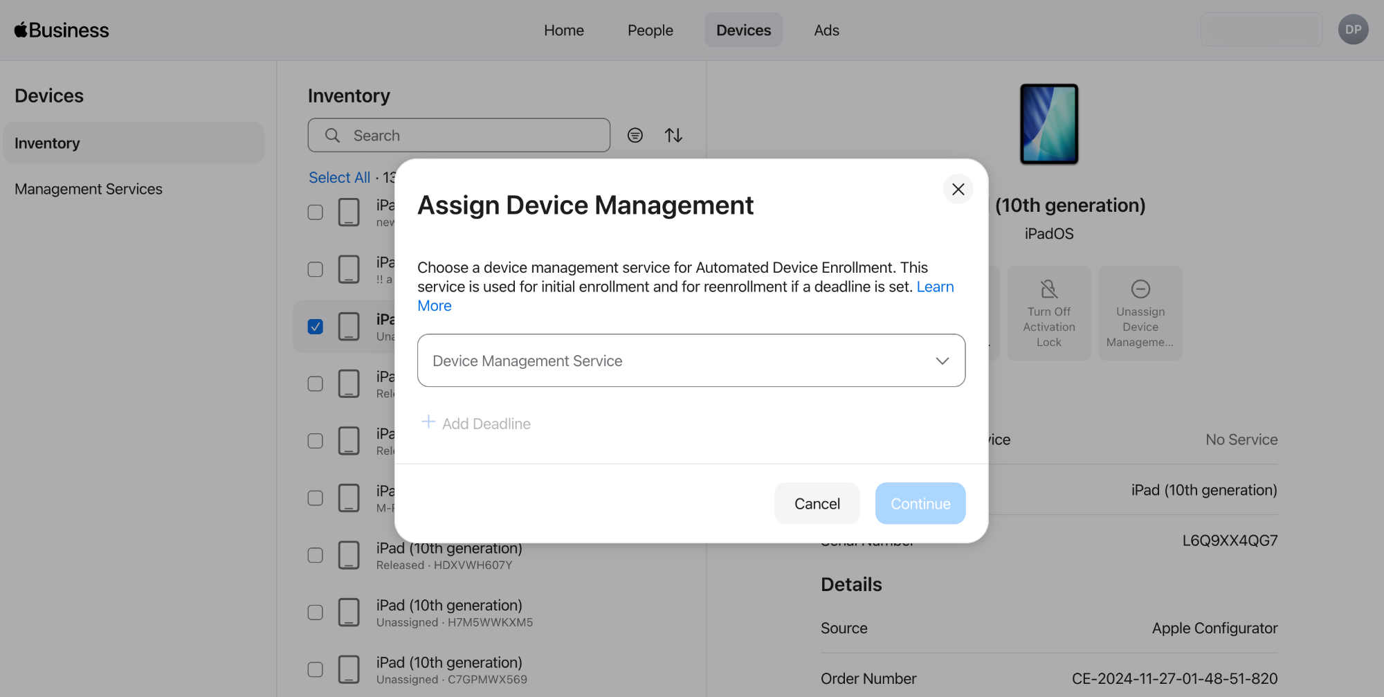 Assign Hexnode UEM as the device management server in Apple Business.