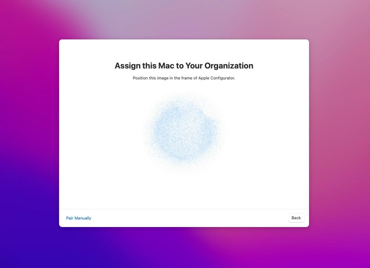 Image to be scanned using Apple Configurator to assign Mac to your organization