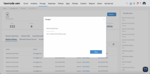 Script to get the last logged-in user information remotely executed successfully from Hexnode.