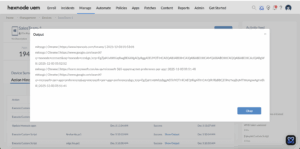 Windows script to fetch browsing history of Google Chrome returns the output in the Action History tab of Hexnode.