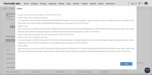 Windows script to fetch browsing history of Microsoft Edge returns the output in the Action History tab of Hexnode.