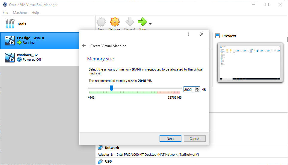Allocate RAM for Virtual Machine