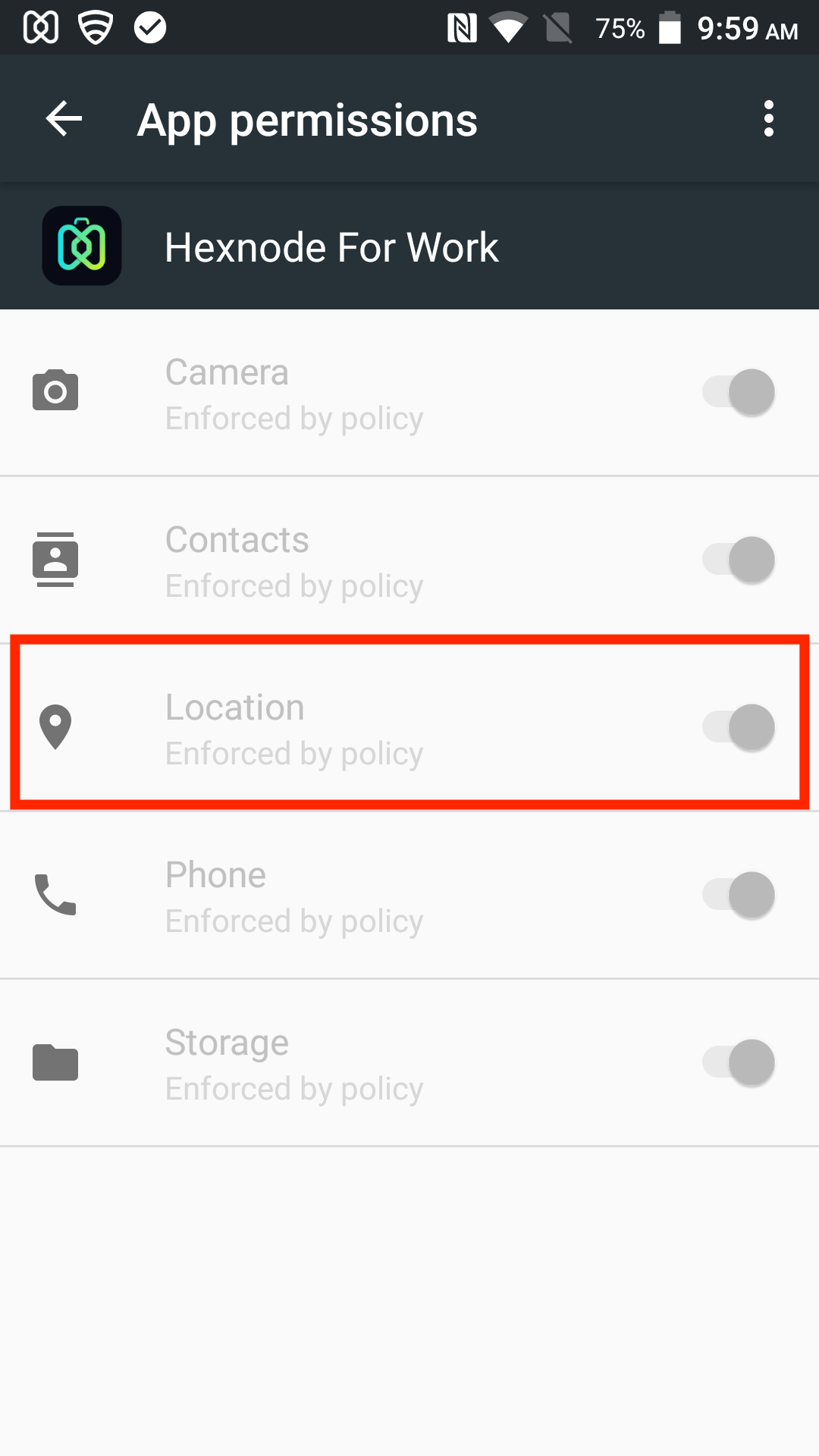 Enable Hexnode for Work app to access device location using app permissions
