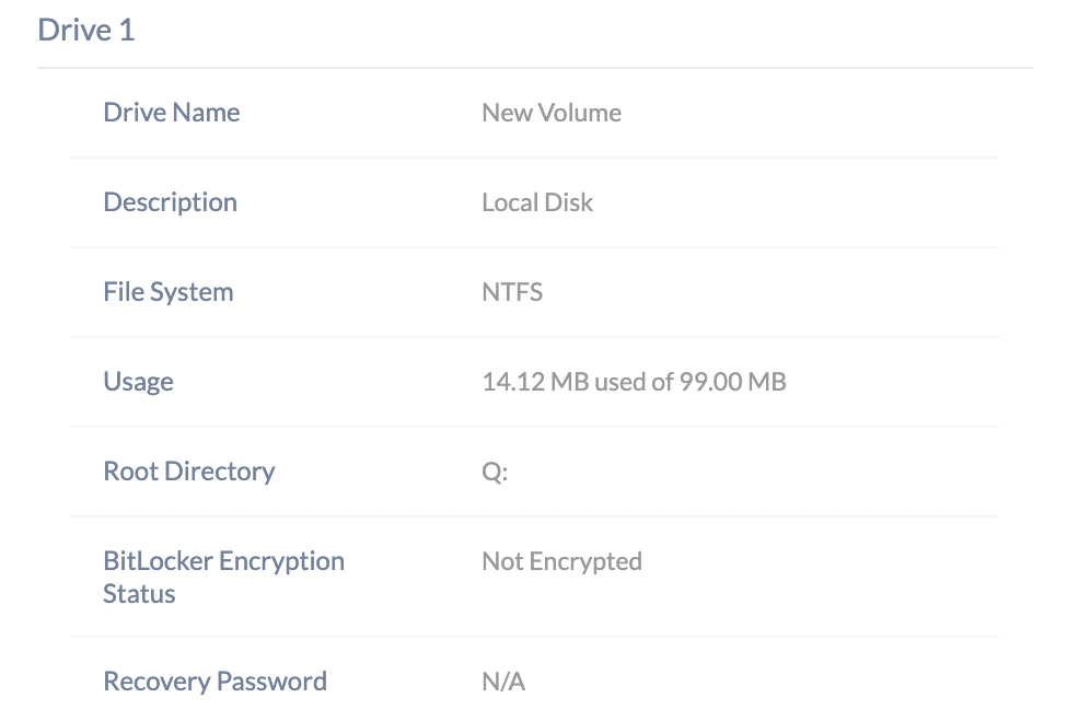 BitLocker status – Not encrypted