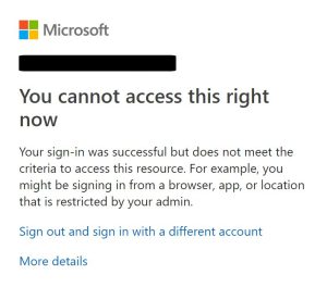 Office 365 Conditional Access restriction popup