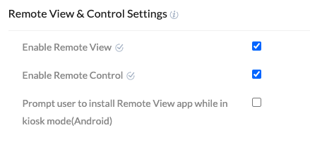 Check Enable Remote View and Enable Remote Control options in general settings