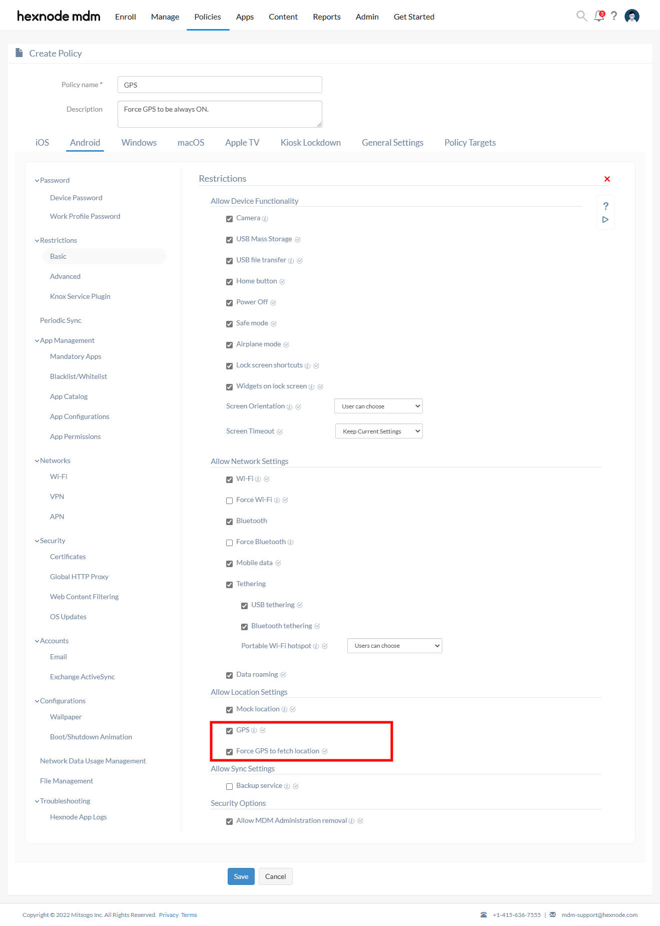 Enforce location services on Android Allow location settings on Android