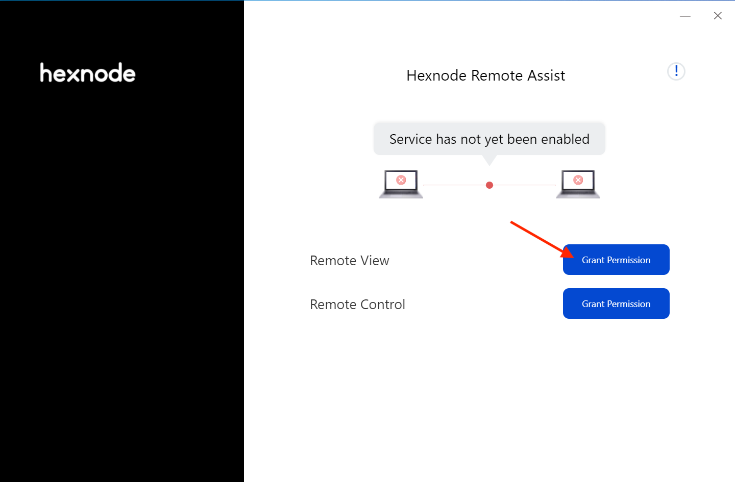 Grant Remote View permission on Hexnode Remote Assist app