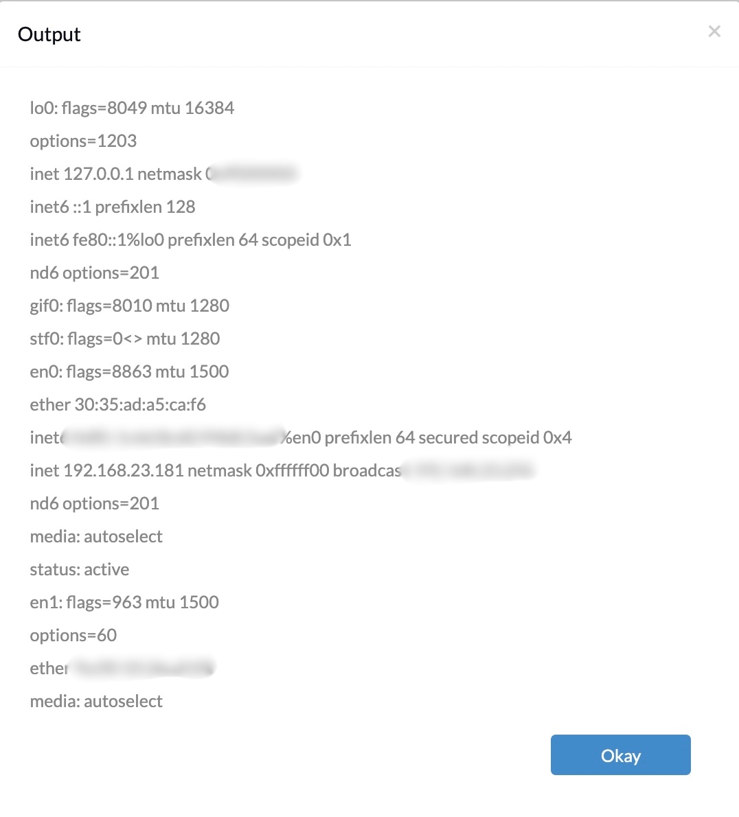 Network info of the device