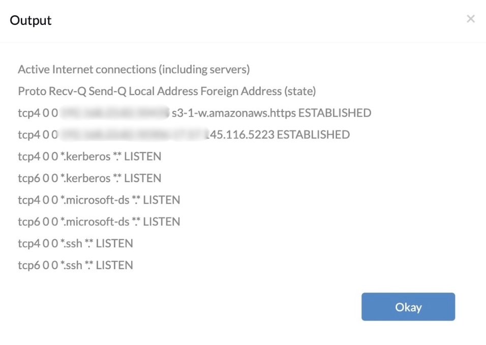 Port info of all the internet connections