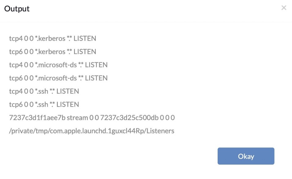 List of open ports with keyword ‘LISTEN’