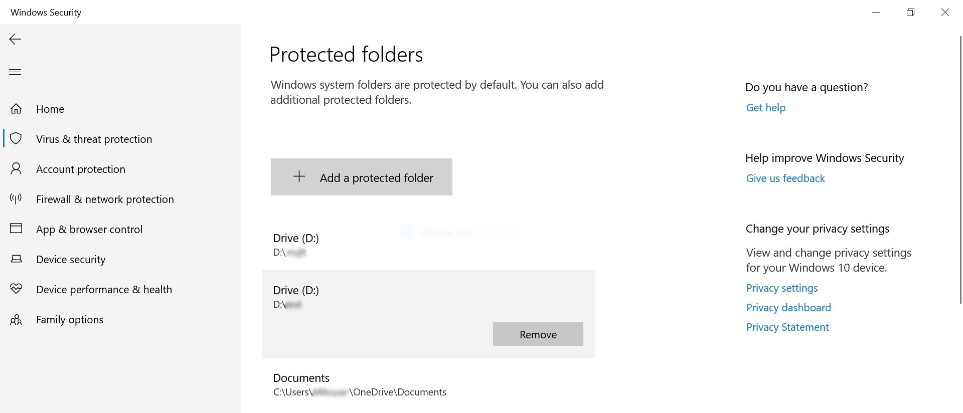 Add protection for folder location