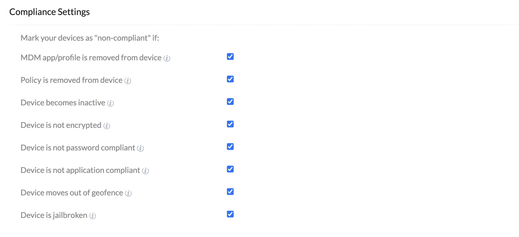 Compliance settings in Hexnode UEM