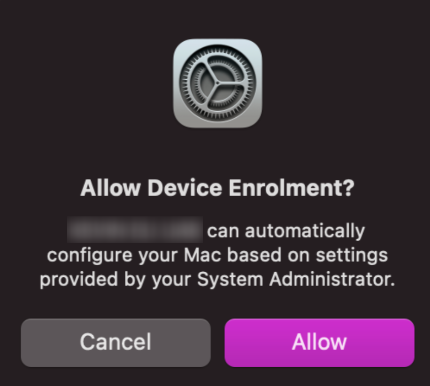 System prompt to allow device enrollment