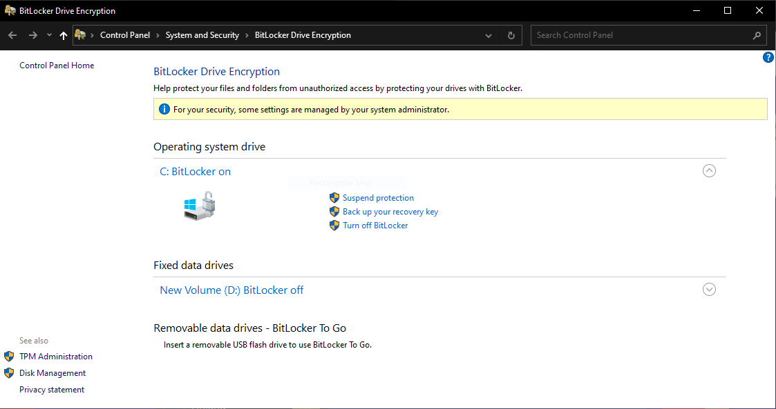 Encryption status of the OS drive on the device Check encryption statues of the OS drive on the device