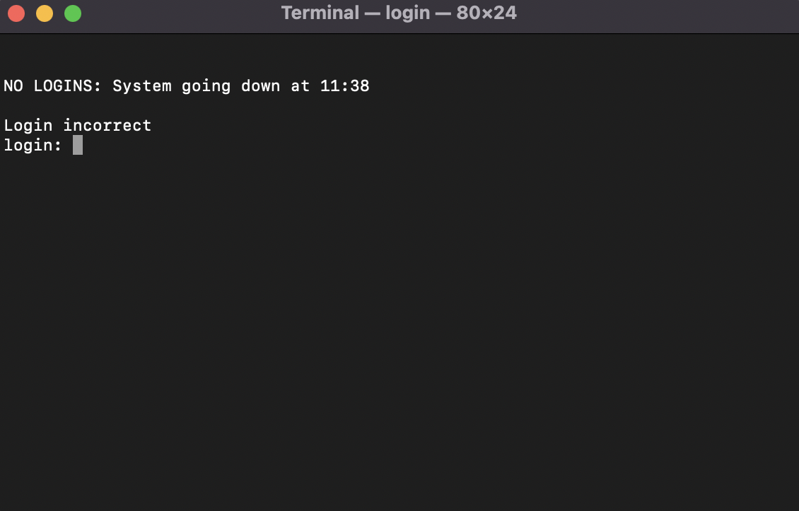 When the terminal is open after script execution, it shows when the device is going to shut down