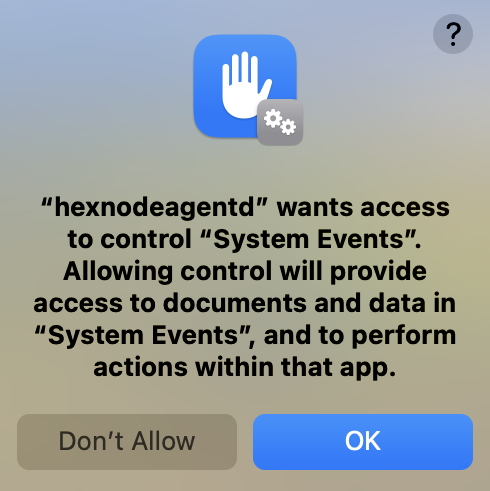 hexnodeagentd requesting access from System Events