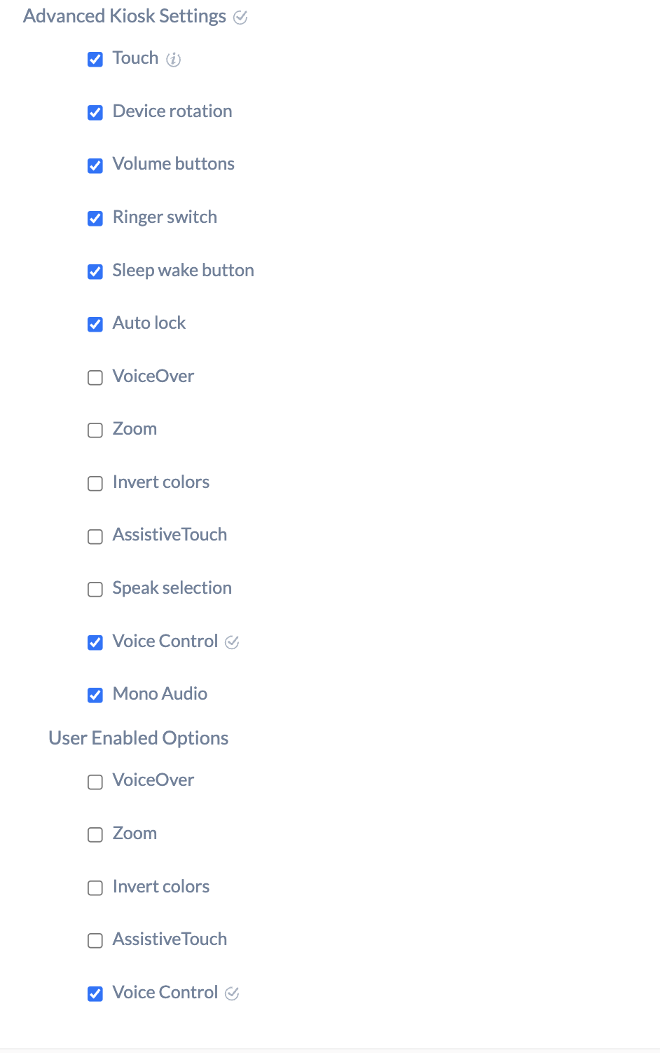 Advanced Kiosk Settings for iOS Single App Kiosk lockdown