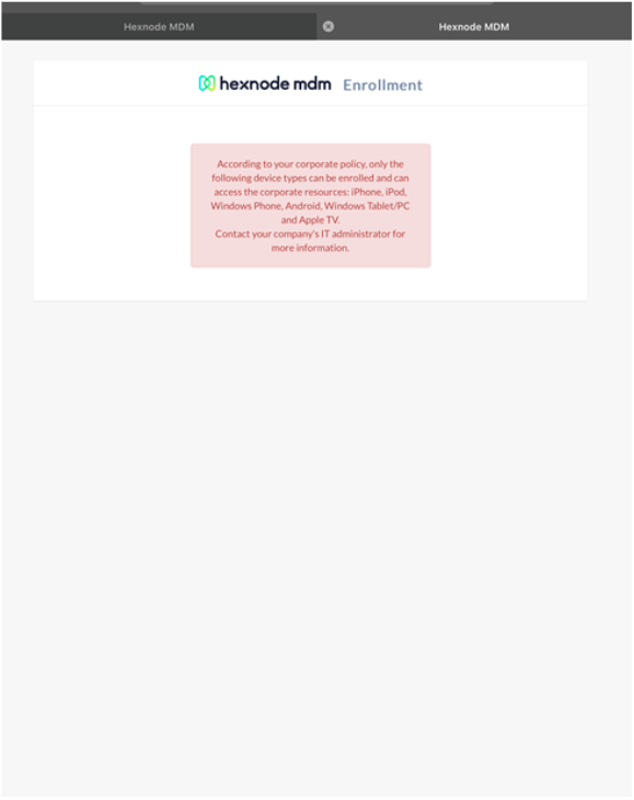 Error message while enrolling iOS device