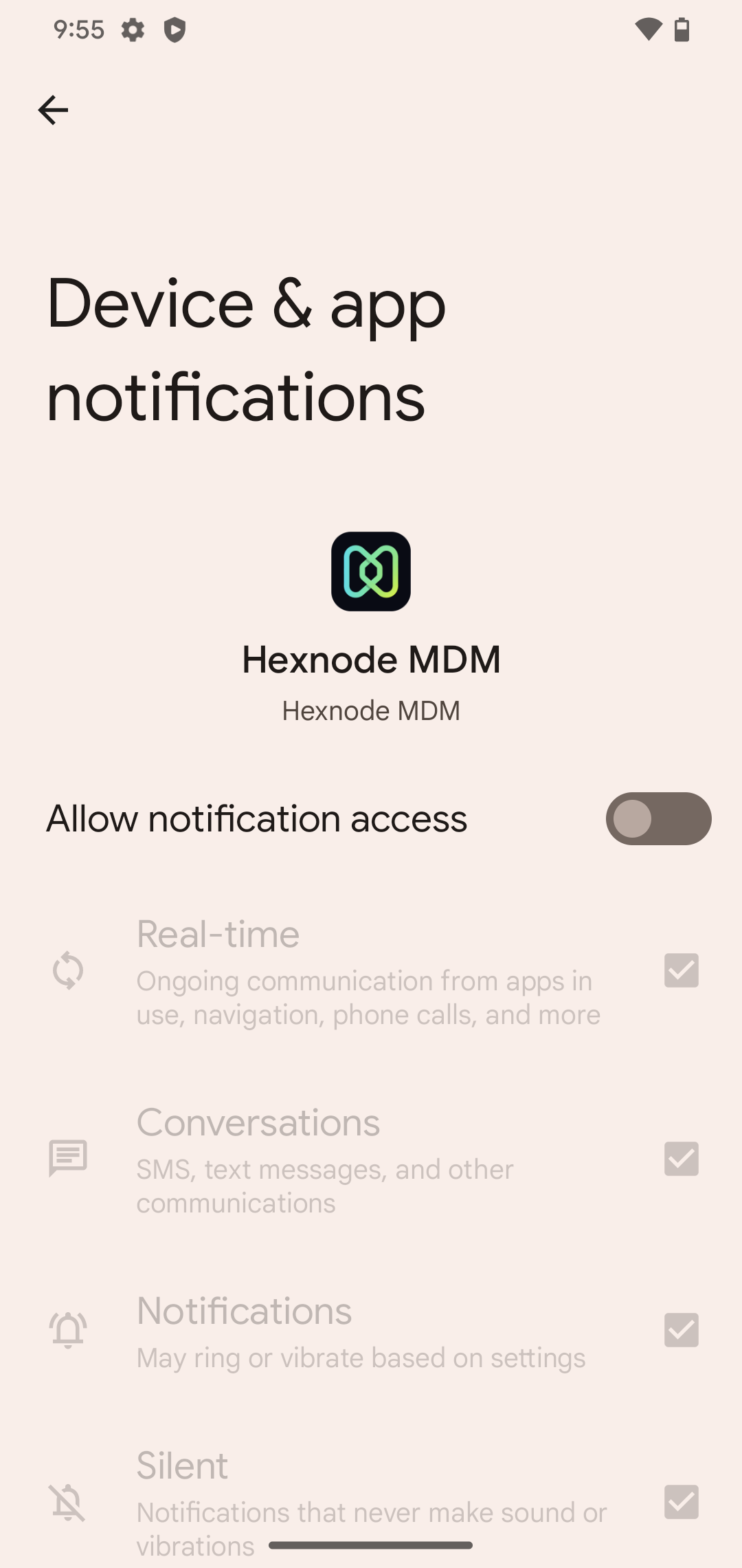 Allow notification access option can be enabled in the Device & app notifications page
