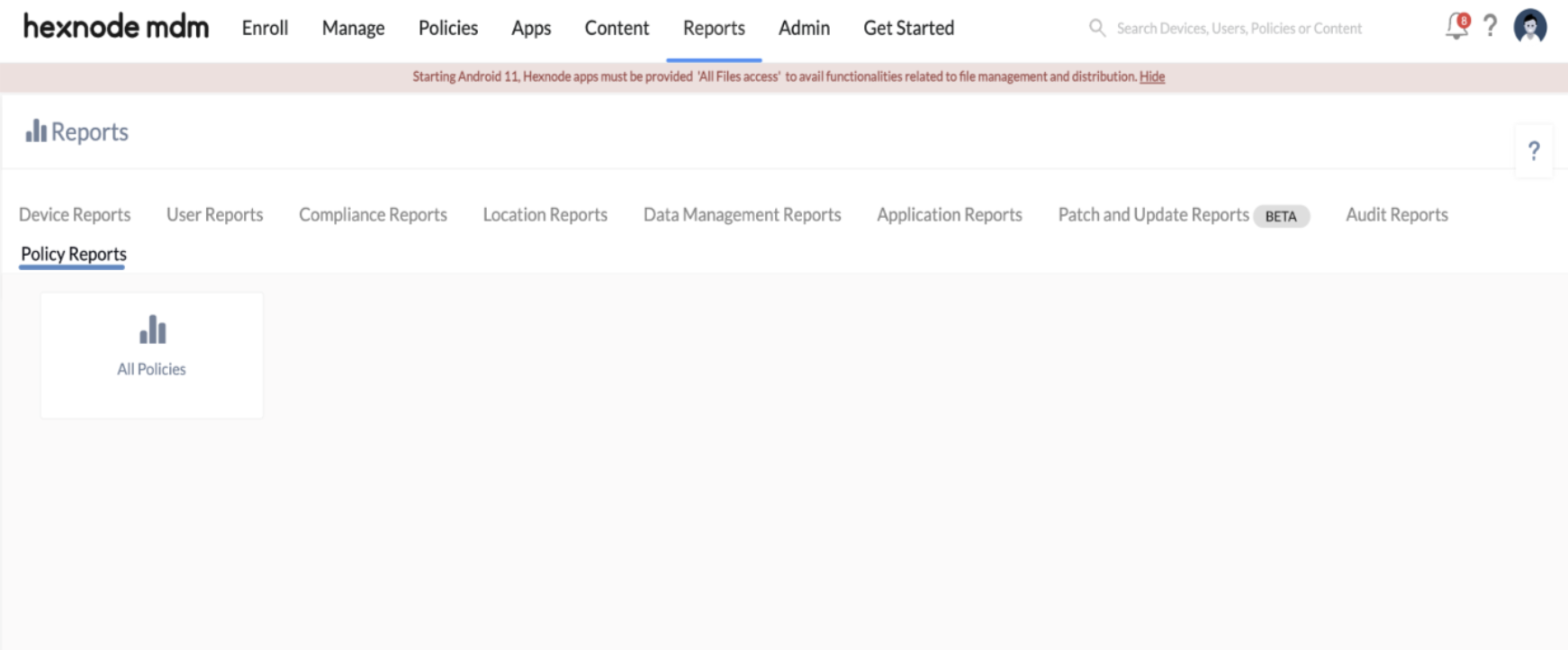 Policy Reports in Hexnode UEM