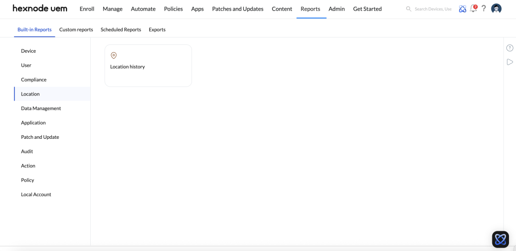 Location reports in Hexnode.