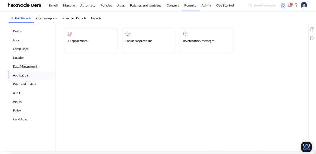 Application reports in Hexnode