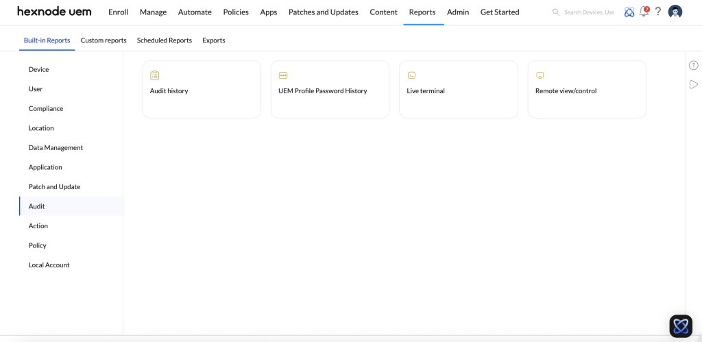 Audit reports in Hexnode