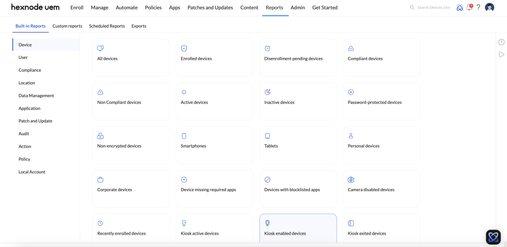 Device Reports in Hexnode UEM.