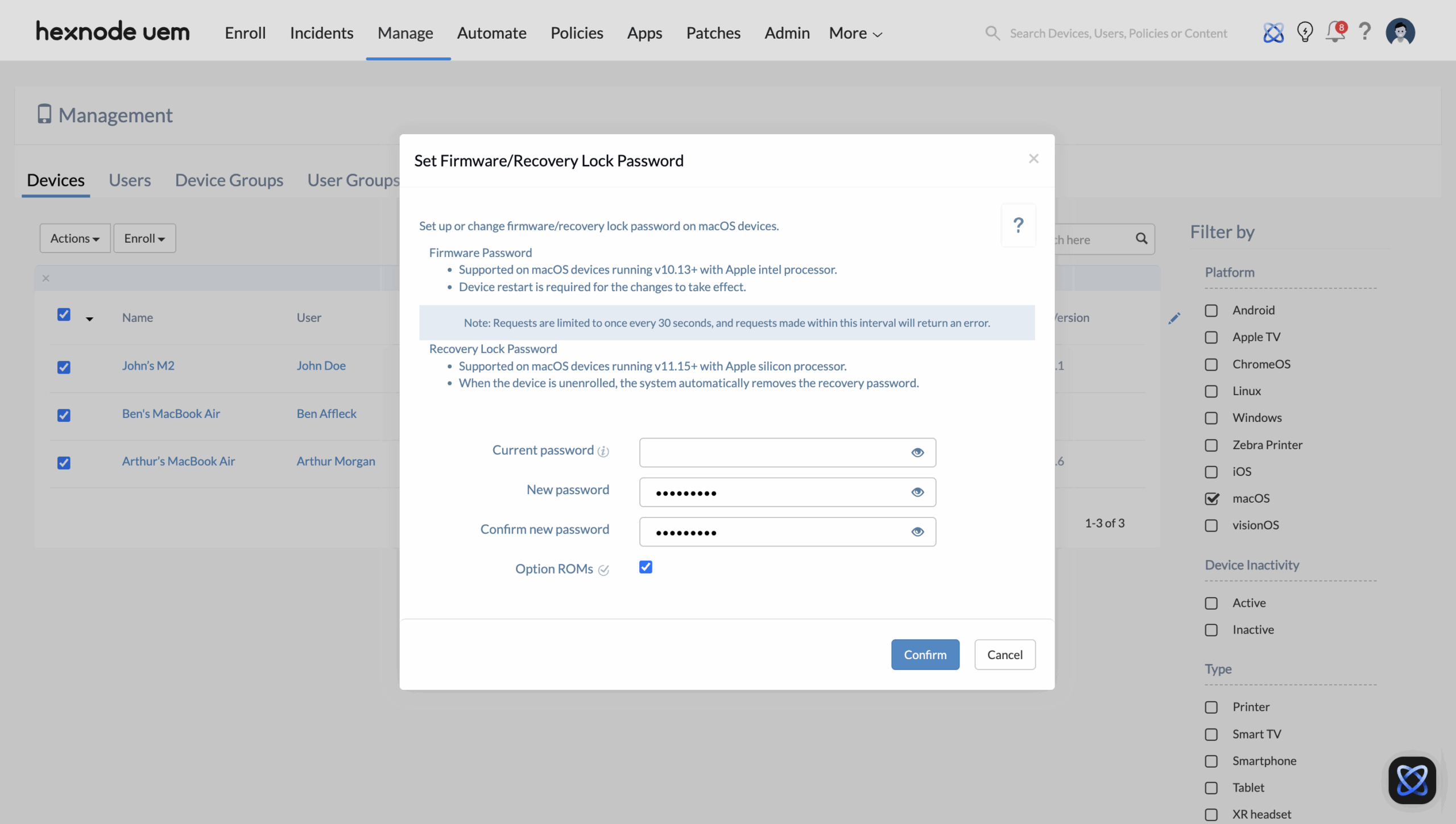 Set Firmware/Recovery lock password on macOS devices Set Firmware/Recovery lock password on macOS devices with Hexnode
