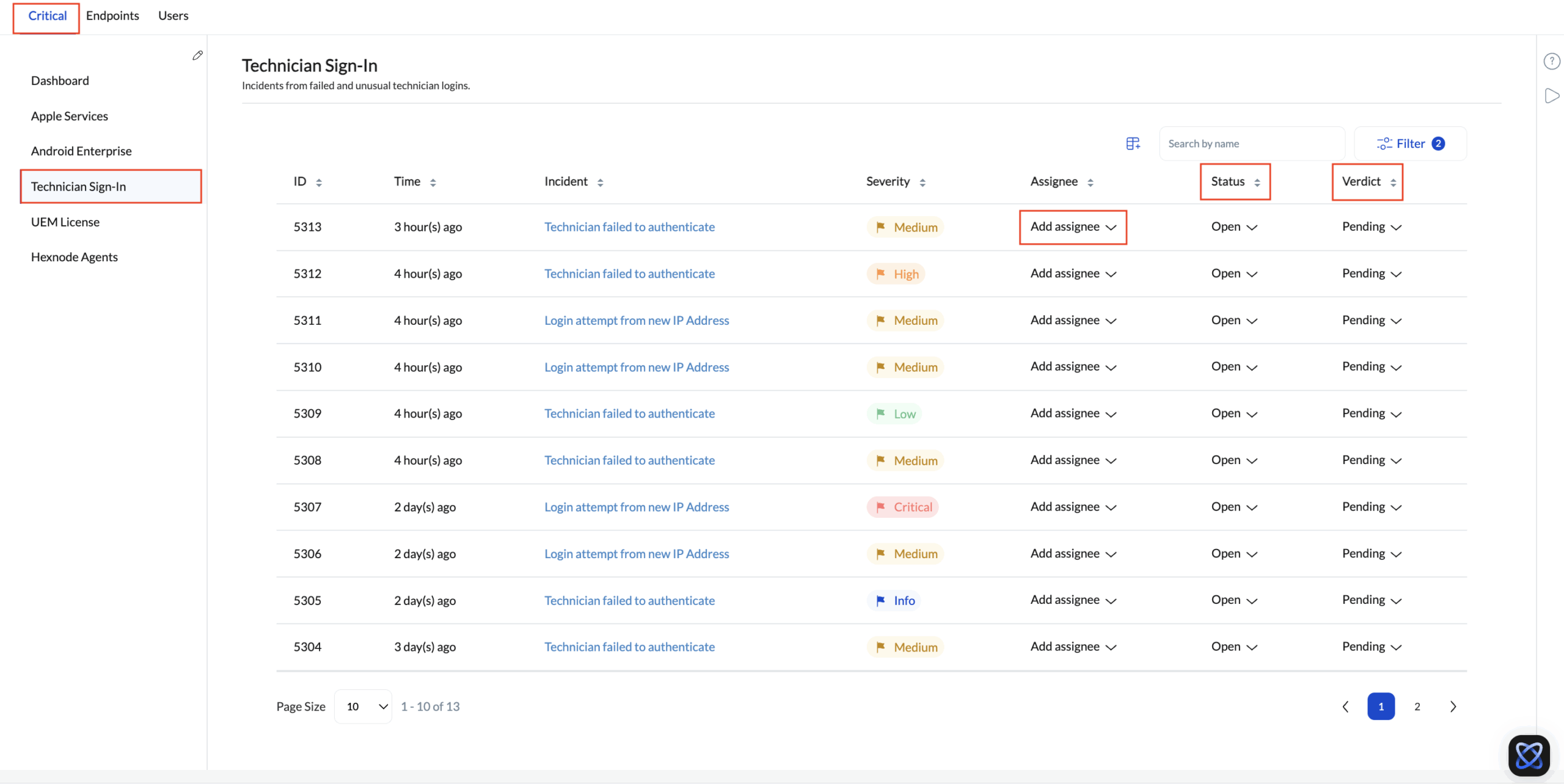 Assign an incident to a technician Manage incidents by assigning a specific incident to a technician for resolution