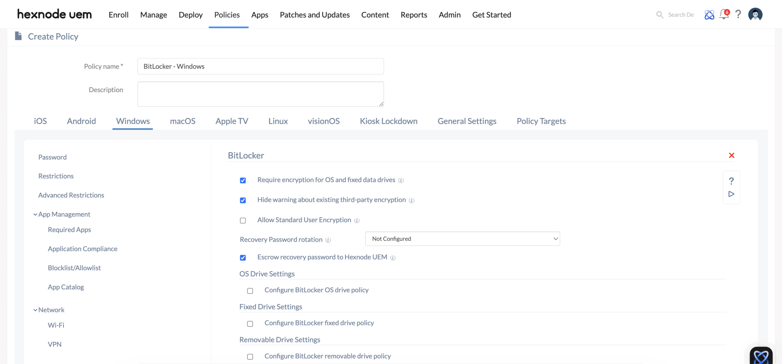Continuous Posture Management BitLocker Configuration Configuring Windows BitLocker policy to enforce continuous posture management