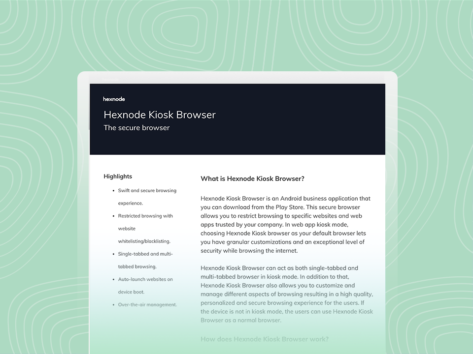 hexnode kiosk browser