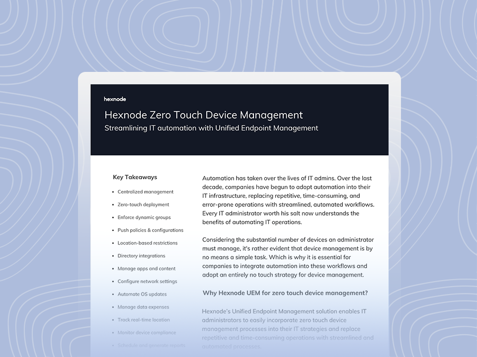 hexnode zero touch device management
