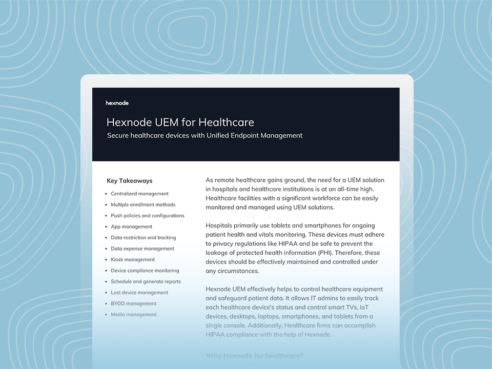 Hexnode UEM for Healthcare_datasheets