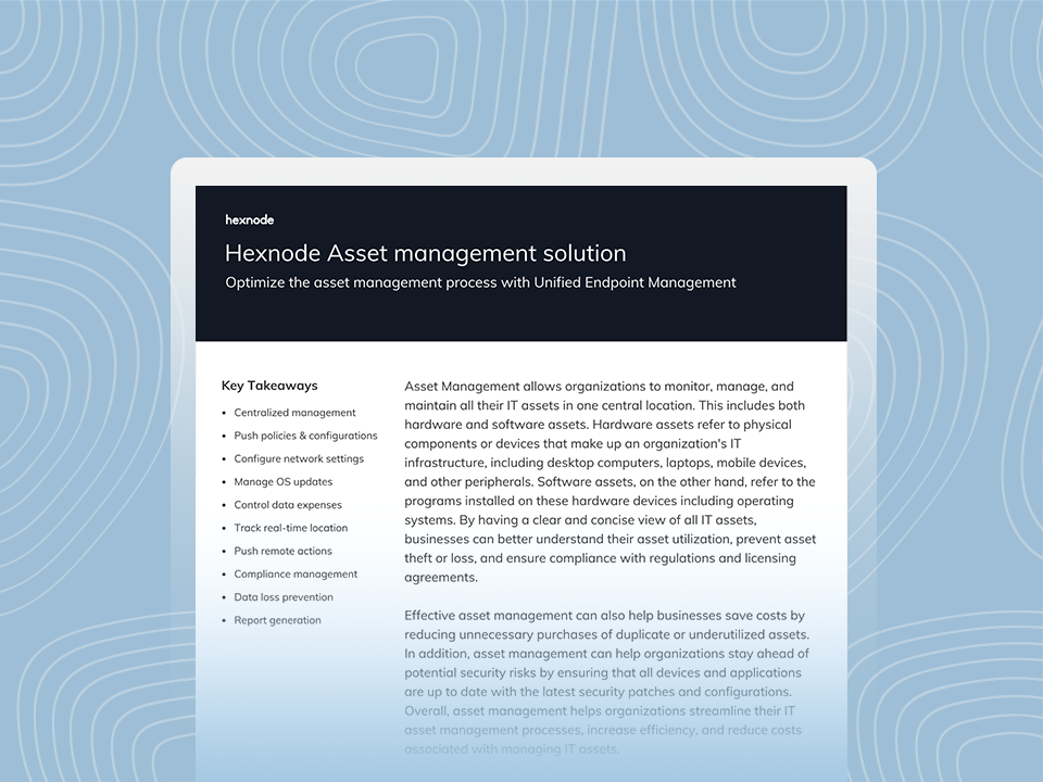 Hexnode Asset management solution 