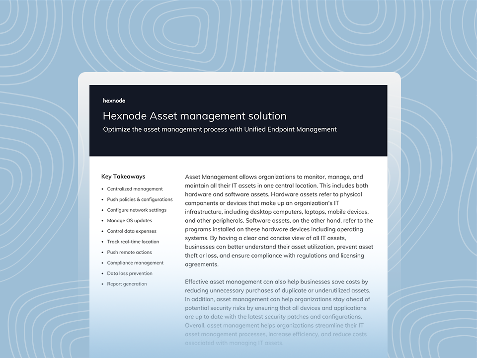 Hexnode asset management solution_Data Sheet